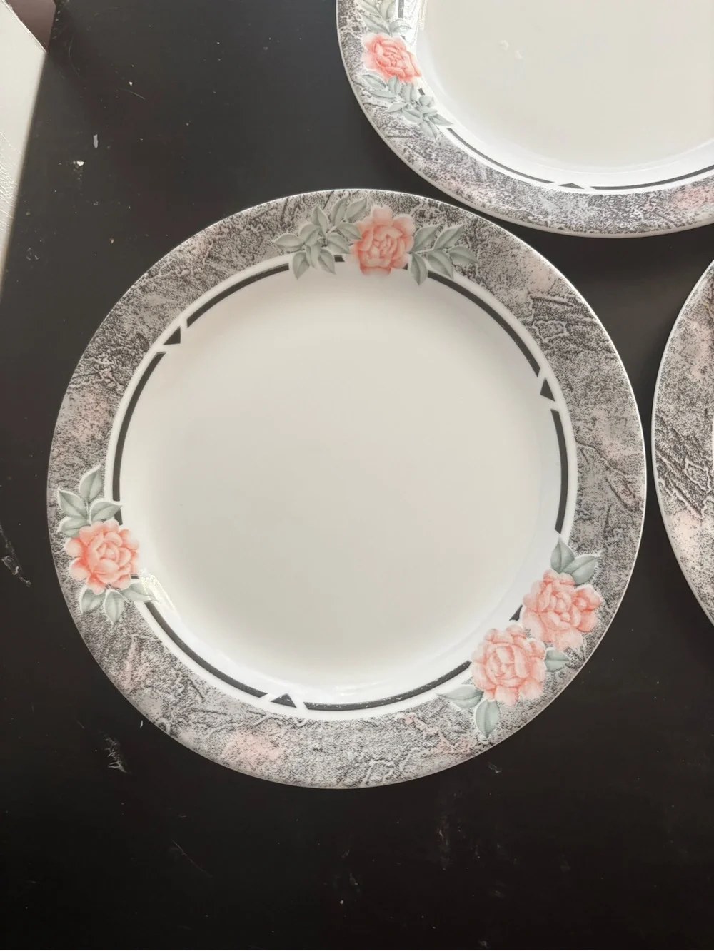 Corelle & Corning Discontinued Plates - Set of 5 - “Silk & Roses” Design